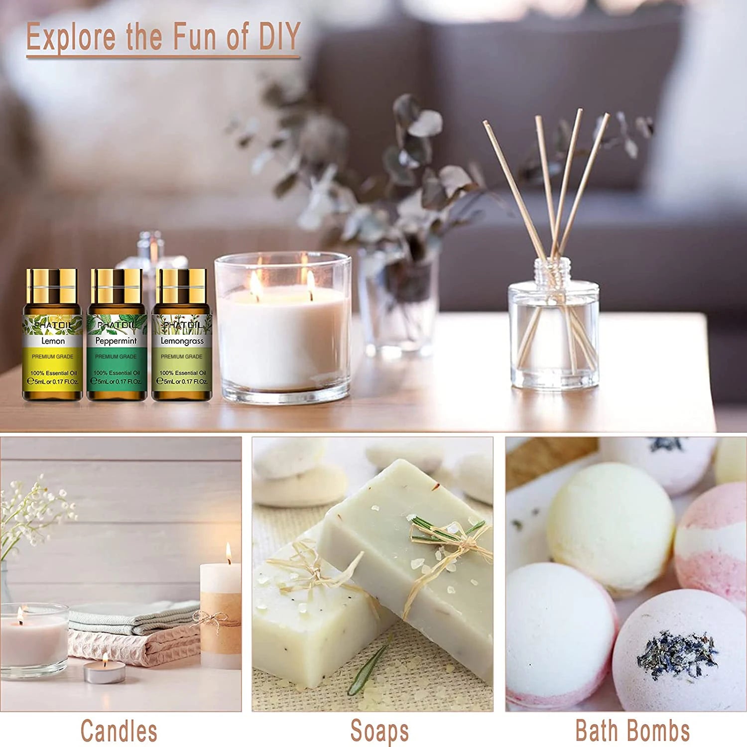 12-piece essential oil gift set with pure plant extracts for diffusers, massage, and aromatherapy.