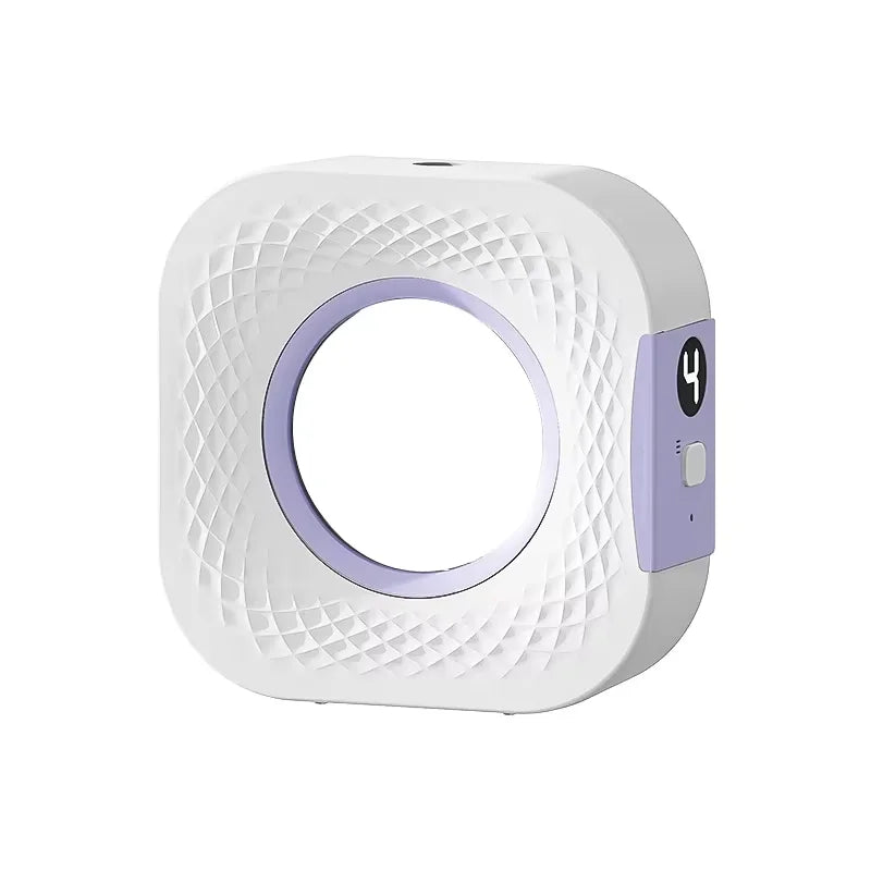 Smart aroma diffuser and air purifier with digital display, wall mount or tabletop design, USB powered.